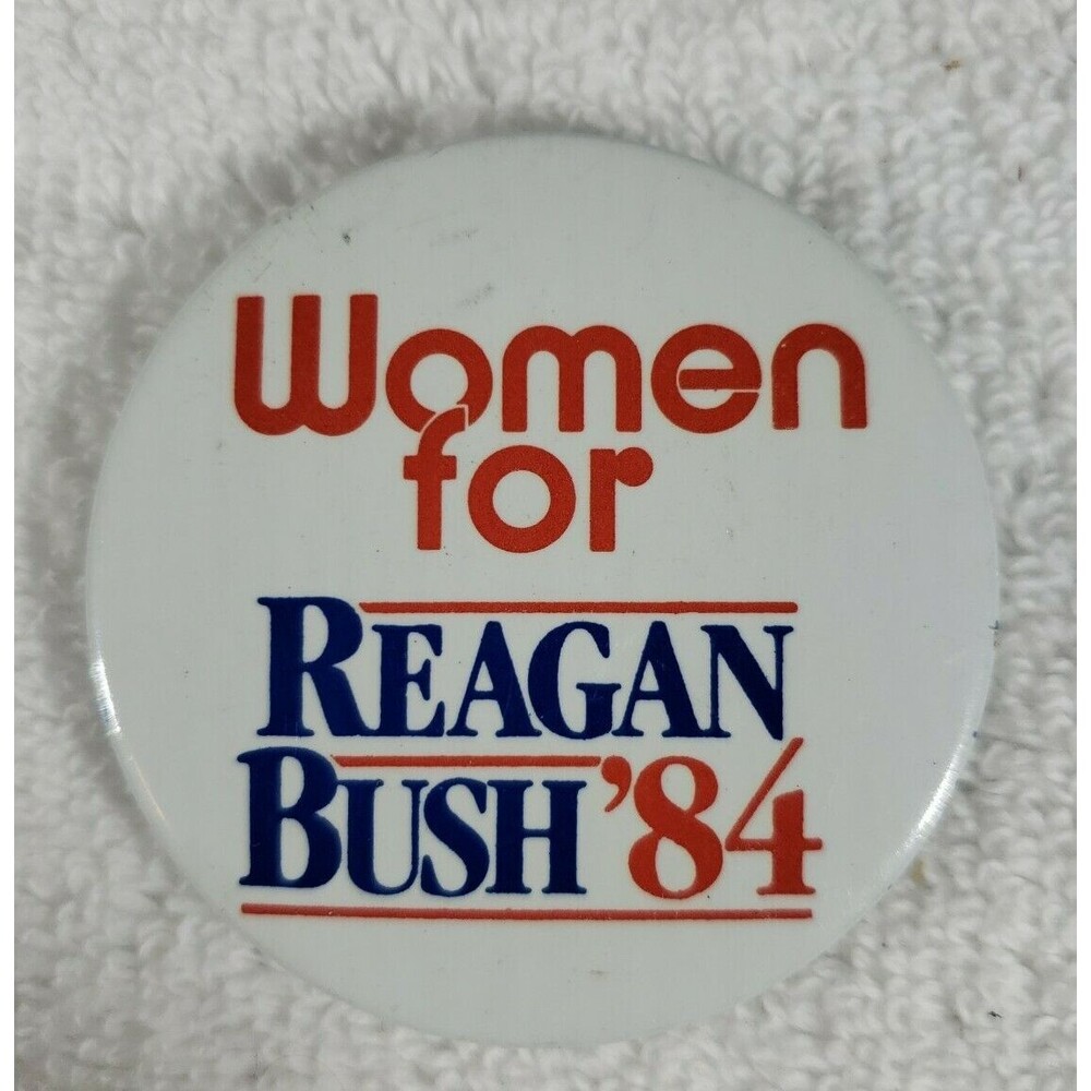 Women for REAGAN BUSH 1984 Campaign Button Vintage Political Republican Collect
